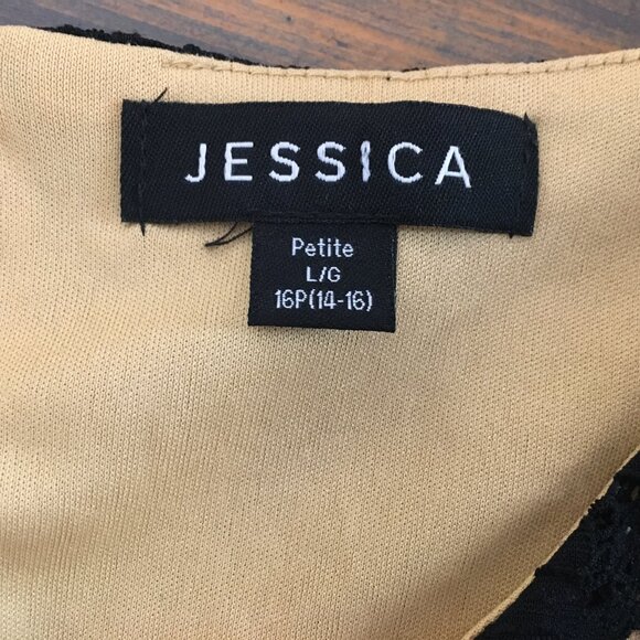 [Jessica] Black Lace Overlay Peplum Blouse | LP / 16P | Good - Picture 8 of 11